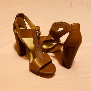 Michael Kors Brown Leather Heels with Zipper